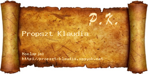 Propszt Klaudia névjegykártya